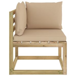 VidaXL Garden Corner Sofa with Cushions Green Impregnated Pinewood