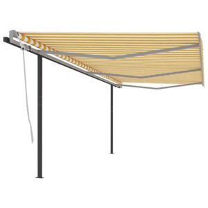 VidaXL Manual Retractable Awning with Posts 6x3 m Yellow and White