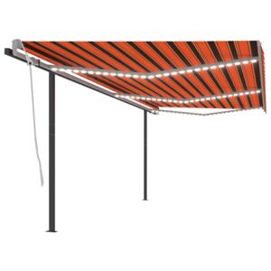 VidaXL Manual Retractable Awning with LED 6x3 m Orange and Brown