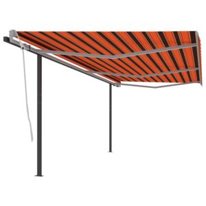 VidaXL Manual Retractable Awning with Posts 6x3 m Orange and Brown