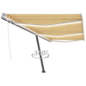 VidaXL Manual Retractable Awning with LED 600x300 cm Yellow and White