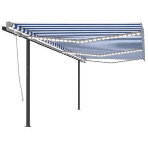 VidaXL Manual Retractable Awning with LED 6x3.5 m Blue and White