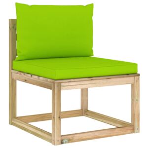 VidaXL Garden Middle Sofa with Cushions Green Impregnated Pinewood