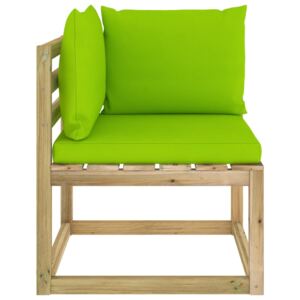 VidaXL Garden Corner Sofa with Cushions Green Impregnated Pinewood