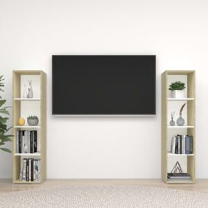 VidaXL TV Cabinets 2 pcs White & Sonoma Oak 142.5x35x36.5 cm Chipboard