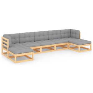 VidaXL 7 Piece Garden Lounge Set with Cushions Solid Pinewood