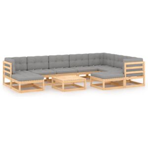 VidaXL 10 Piece Garden Lounge Set with Cushions Solid Pinewood