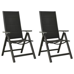 VidaXL Folding Garden Chairs 2 pcs Textilene and Aluminium Black