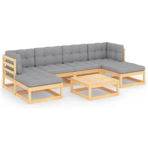 VidaXL 7 Piece Garden Lounge Set with Cushions Solid Pinewood