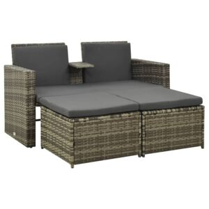 VidaXL 3 Piece Garden Lounge Set with Cushions Poly Rattan Grey
