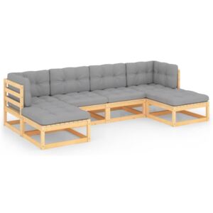 VidaXL 6 Piece Garden Lounge Set with Cushions Solid Pinewood