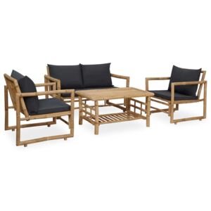 VidaXL 4 Piece Garden Lounge Set with Cushions Bamboo