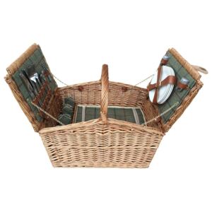 Willow Premium FH071 4 Person Green Tweed Double Lid Hamper