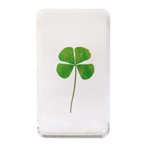 Cube Lucky Clover Paper weight - / Resin and real clover - 7.5 x 4 x 1 cm by & klevering Transparent