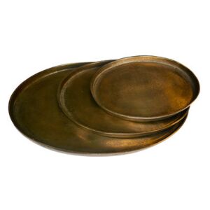 Oval Antique Brass Trays - / Set of 3 by Pols Potten Gold/Metal