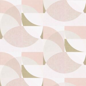 Elle Decoration Geometric Blush Pink White Gold Wallpaper