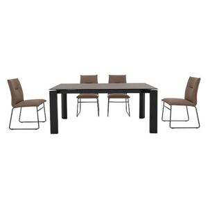 Calligaris - Gate Dining Table and 4 Maya Ski Leg Faux Leather Dining Chairs