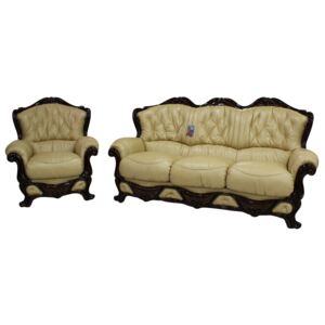 Dante Custom Made 3 Seater + Armchair Sofa Suite Italian Nut Real Leather