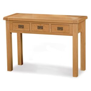 Zelah Oak Wide Dressing Table, 3 Drawer | Roseland Furniture
