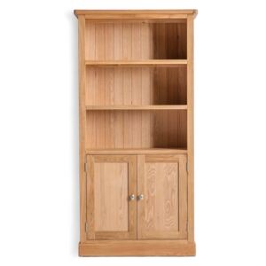 Hampshire Light Oak Display Cabinet, Tall Bookcase with Cupboard