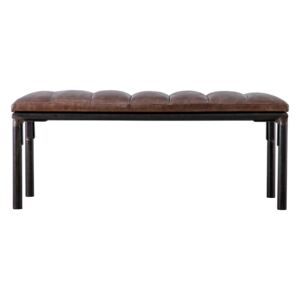 Mina Leather Bench in Brown