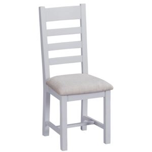 Suffolk Grey Painted Oak Ladderback Chair With Fabric Seat