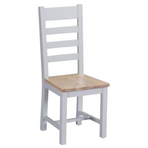 Suffolk Grey Painted Oak Ladderback Chair With Wooden Seat