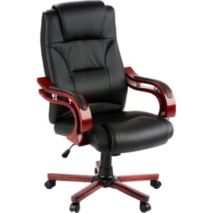 Tectake 400256 office chair with real wood armrests - black