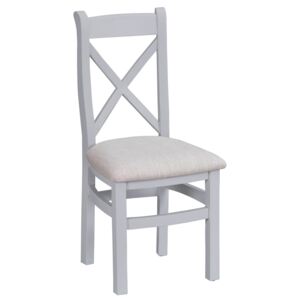 Suffolk Grey Painted Oak Crossback Chair With Fabric Seat