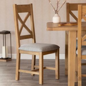 Wessex Smoked Oak Cross Back Dining Chair With Grey Check Seat
