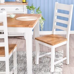 Chester White Painted Oak Slat Back Dining Chair With Wooden Seat