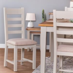Chester Grey Painted Slat Back Dining Chair With Fabric Seat