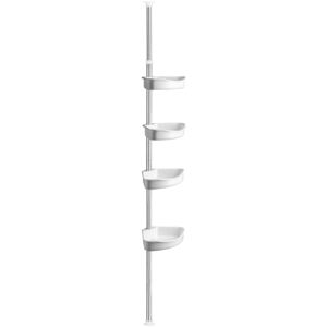 Tectake 400782 shower caddy, corner shelf 120-250 cm stainless steel - white
