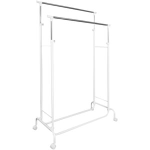 Tectake 400839 clothes rack on wheels with 2 extendable rails - white