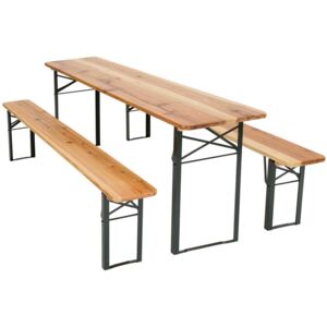 Tectake 400871 table and bench set 3-piece - brown