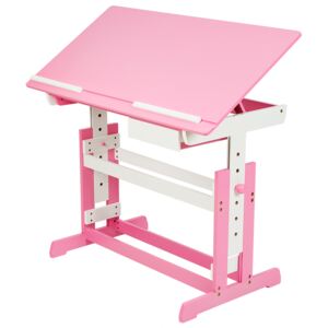 Tectake 400926 kids desk with drawer - pink