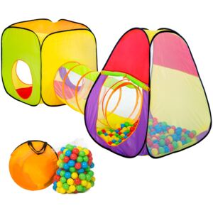 Tectake 401028 play tent with tunnel + 200 balls pop up tent - colorful