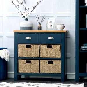 Rutland Blue Painted Oak 2 Drawer 4 Basket Cabinet