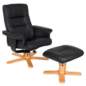 Tectake 401058 tv armchair with stool model 1 - black/beige