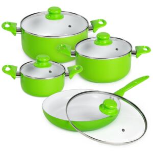 Tectake 401195 pots and pans set made of aluminium with ceramic coating - green