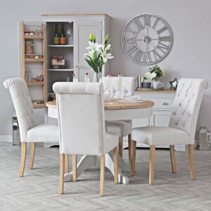 Ashbourne Grey Painted Round Pedestal Extending Dining Table