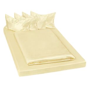 Tectake 401395 satin sheets bedding set 200x150cm 6 pcs - yellow