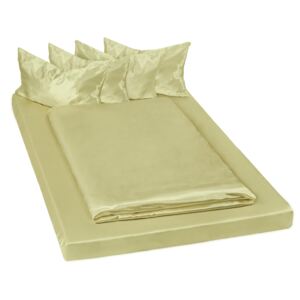 Tectake 401391 satin sheets bedding set 200x150cm 6 pcs - green