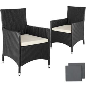 Tectake 401469 2 garden chairs rattan + 4 seat covers model 2 - black