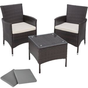 Tectake 401471 rattan garden furniture set athens 2 chairs + table - brown