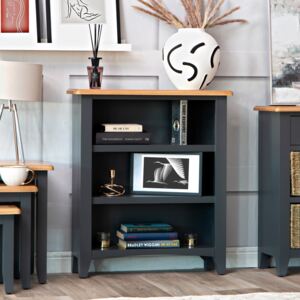 Gloucester Midnight Grey Painted Oak Small Wide Bookcase