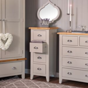 Chester Grey Painted Oak 4 Drawer Tallboy