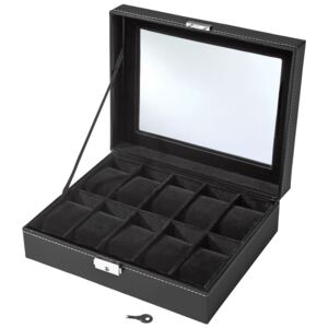 Tectake 401537 watch box incl. key 10 compartments - black