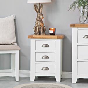 Hampshire White Painted Oak Large 3 Drawer Bedside Table