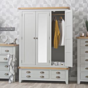 Hampshire Grey Painted Oak Triple Wardrobe